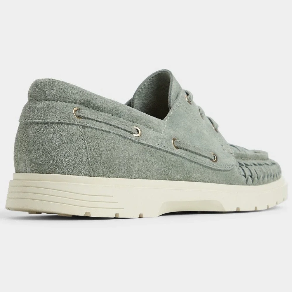 Aldo Mikal Mens Sage Suede Boat Shoes Pillow Walk Woven Lace Up Mikal-311 Size 7